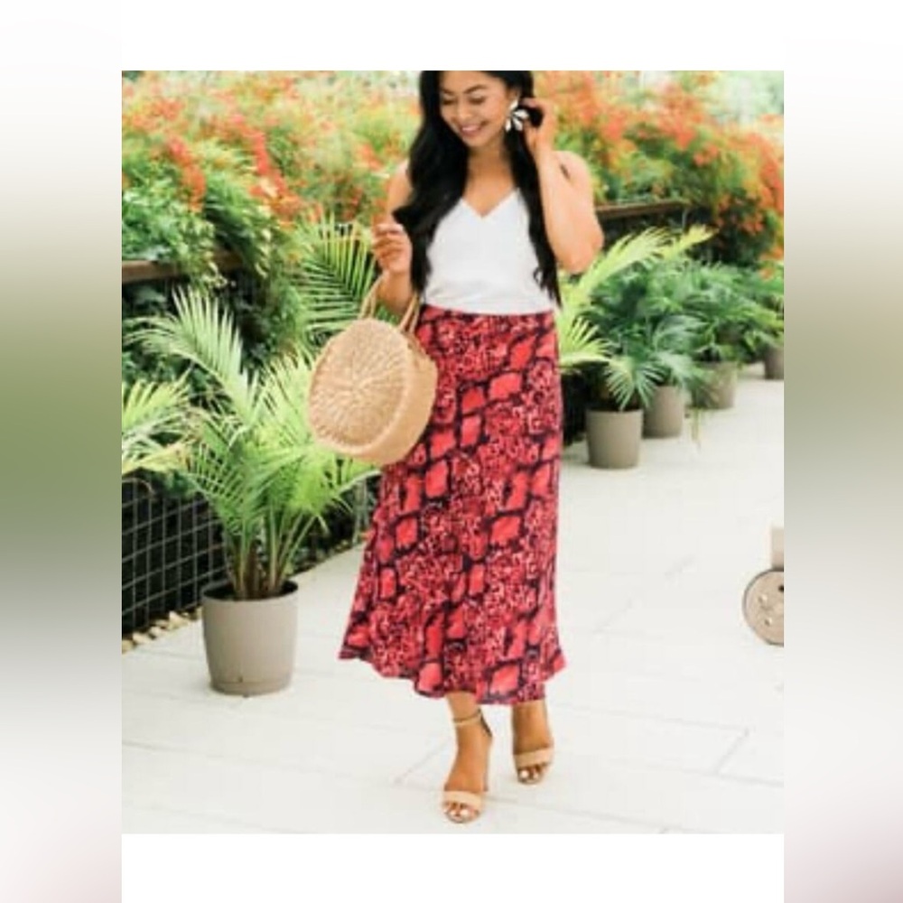 Gibson Hot Summer Nights Roselyn Snake Print Maxi Skirt Size XL